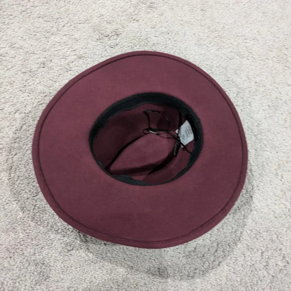 House of Harlow 100% Wool Hat Maroon and Black - Picture 4 of 11